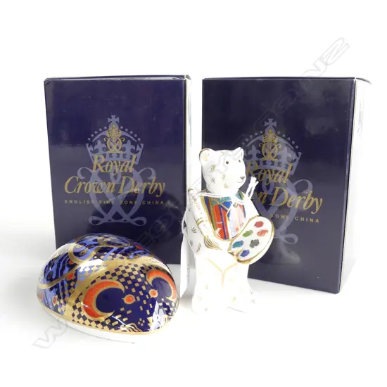 Two  Royal Crown Derby pieces  Artist Claude and Computer Mouse